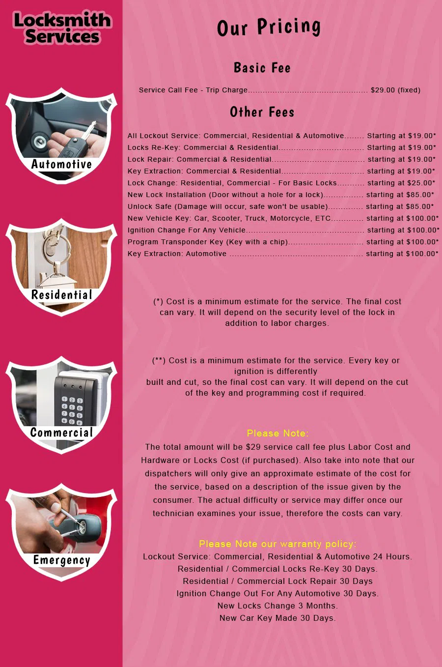 Lincoln Park NJ Locksmith Store Lincoln Park, NJ 973-315-9691 - price-list-c-18
